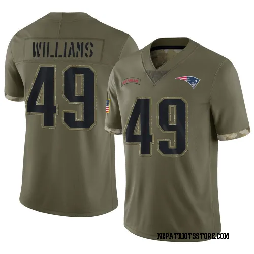 New England Patriots Men's Limited Olive 2022 Salute To Service Jersey (49 Trayveon Williams)