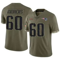 New England Patriots Men's Limited Olive 2022 Salute To Service Jersey (60 David Andrews)