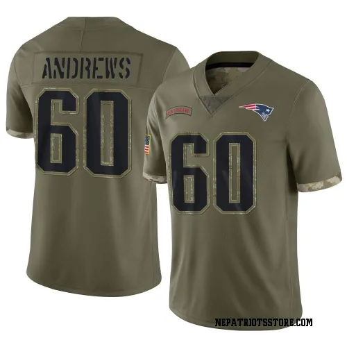 New England Patriots Men's Limited Olive 2022 Salute To Service Jersey (60 David Andrews)