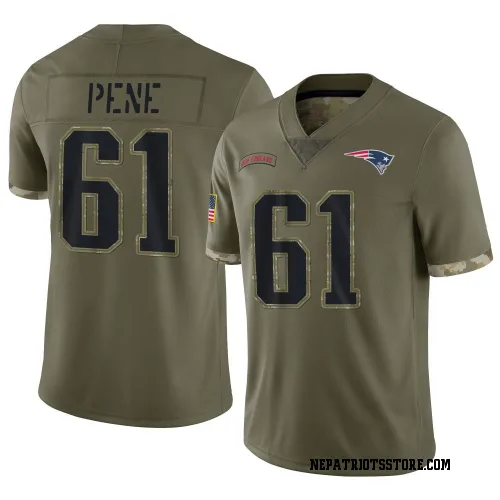 New England Patriots Men's Limited Olive 2022 Salute To Service Jersey (61 Wilfried Pene)