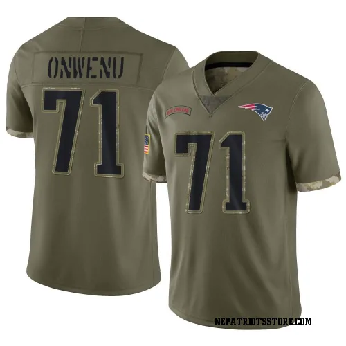 New England Patriots Men's Limited Olive 2022 Salute To Service Jersey (71 Mike Onwenu)