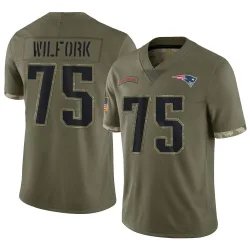 New England Patriots Men's Limited Olive 2022 Salute To Service Jersey (75 Vince Wilfork)