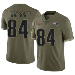New England Patriots Men's Limited Olive 2022 Salute To Service Jersey (84 Benjamin Watson)