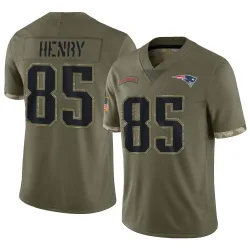 New England Patriots Men's Limited Olive 2022 Salute To Service Jersey (85 Hunter Henry)