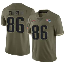 New England Patriots Men's Limited Olive 2022 Salute To Service Jersey (86 Efton Chism III)