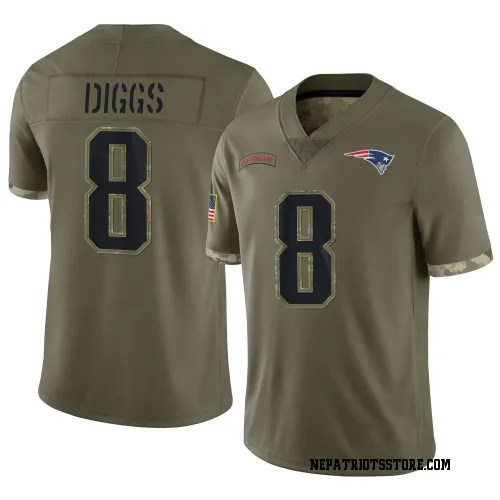 New England Patriots Men's Limited Olive 2022 Salute To Service Jersey (8 Stefon Diggs)