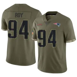 New England Patriots Men's Limited Olive 2022 Salute To Service Jersey (94 Jaquelin Roy)
