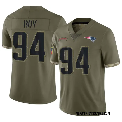 New England Patriots Men's Limited Olive 2022 Salute To Service Jersey (94 Jaquelin Roy)