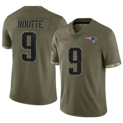 New England Patriots Men's Limited Olive 2022 Salute To Service Jersey (9 Kayshon Boutte)