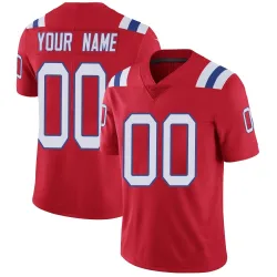 New England Patriots Men's Limited Red Vapor Untouchable Alternate Jersey (00 Custom)