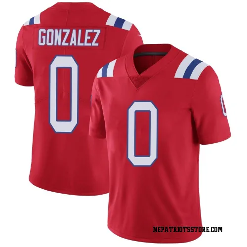 New England Patriots Men's Limited Red Vapor Untouchable Alternate Jersey (0 Christian Gonzalez)