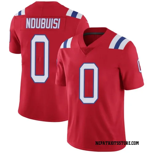New England Patriots Men's Limited Red Vapor Untouchable Alternate Jersey (0 Haggai Ndubuisi)