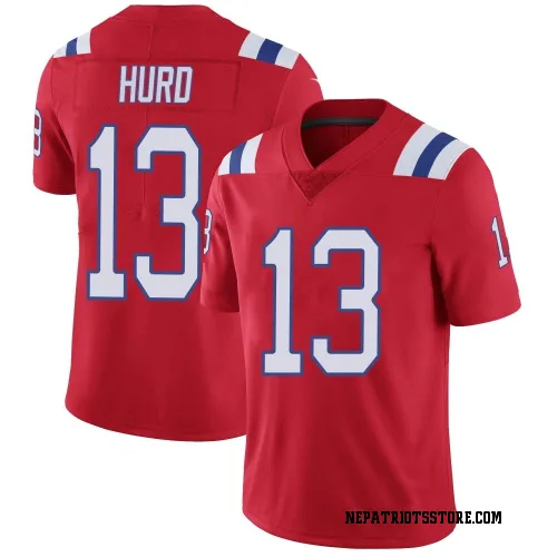 New England Patriots Men's Limited Red Vapor Untouchable Alternate Jersey (13 Jalen Hurd)