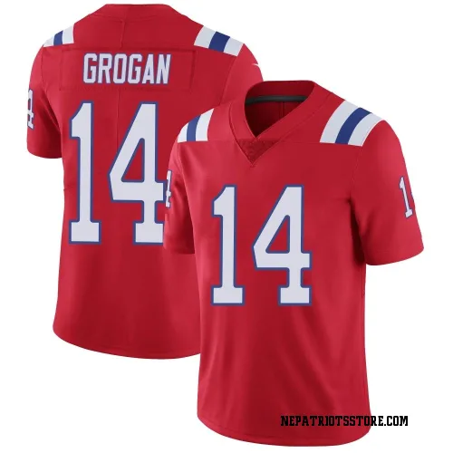 New England Patriots Men's Limited Red Vapor Untouchable Alternate Jersey (14 Steve Grogan)