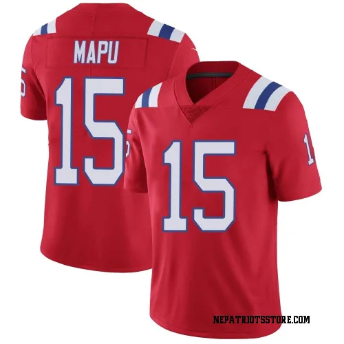 New England Patriots Men's Limited Red Vapor Untouchable Alternate Jersey (15 Marte Mapu)