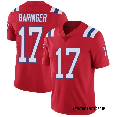 New England Patriots Men's Limited Red Vapor Untouchable Alternate Jersey (17 Bryce Baringer)