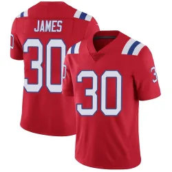 New England Patriots Men's Limited Red Vapor Untouchable Alternate Jersey (30 DJ James)