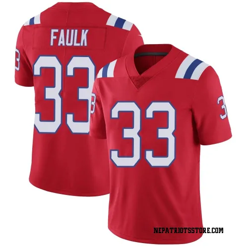 New England Patriots Men's Limited Red Vapor Untouchable Alternate Jersey (33 Kevin Faulk)