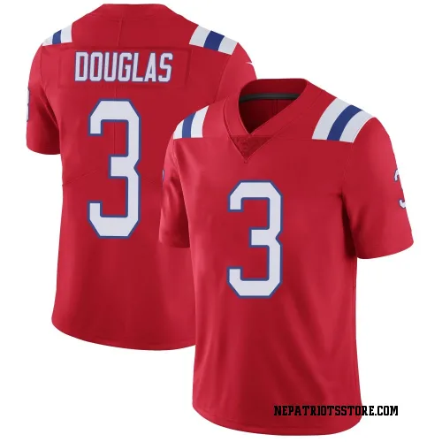 New England Patriots Men's Limited Red Vapor Untouchable Alternate Jersey (3 DeMario Douglas)