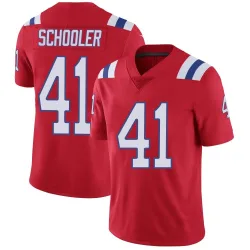 New England Patriots Men's Limited Red Vapor Untouchable Alternate Jersey (41 Brenden Schooler)