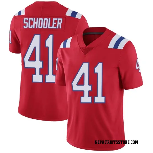 New England Patriots Men's Limited Red Vapor Untouchable Alternate Jersey (41 Brenden Schooler)