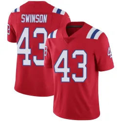 New England Patriots Men's Limited Red Vapor Untouchable Alternate Jersey (43 Bradyn Swinson)