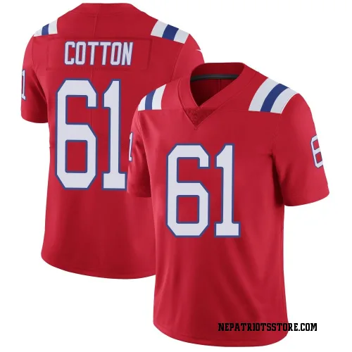 New England Patriots Men's Limited Red Vapor Untouchable Alternate Jersey (61 Lester Cotton)