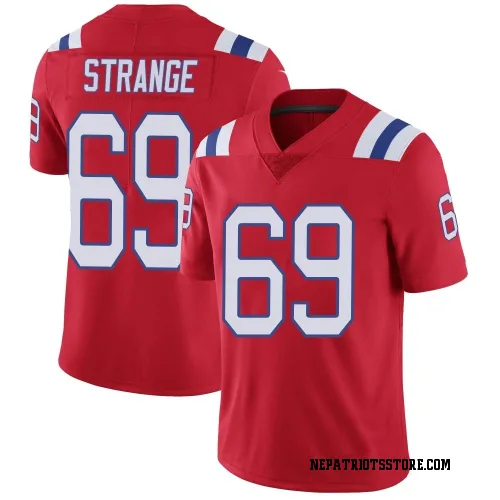 New England Patriots Men's Limited Red Vapor Untouchable Alternate Jersey (69 Cole Strange)