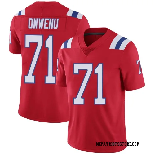 New England Patriots Men's Limited Red Vapor Untouchable Alternate Jersey (71 Mike Onwenu)