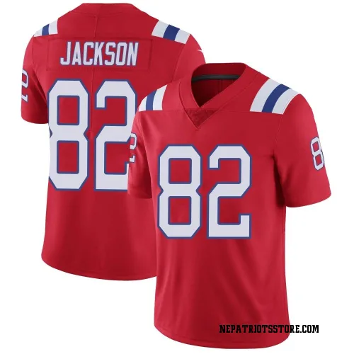New England Patriots Men's Limited Red Vapor Untouchable Alternate Jersey (82 JaQuae Jackson)