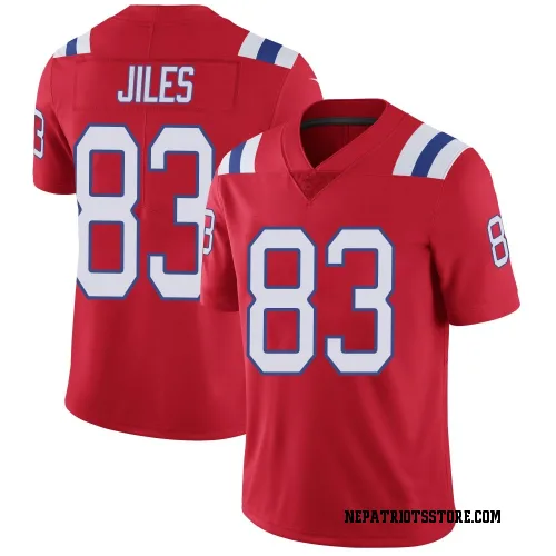 New England Patriots Men's Limited Red Vapor Untouchable Alternate Jersey (83 John Jiles)