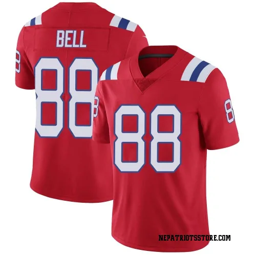 New England Patriots Men's Limited Red Vapor Untouchable Alternate Jersey (88 Jaheim Bell)
