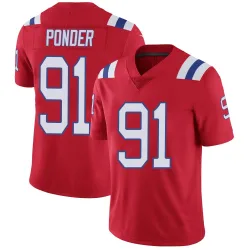 New England Patriots Men's Limited Red Vapor Untouchable Alternate Jersey (91 Elijah Ponder)