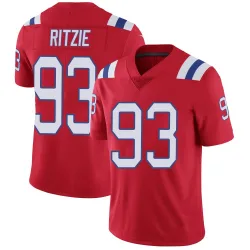 New England Patriots Men's Limited Red Vapor Untouchable Alternate Jersey (93 Jahvaree Ritzie)