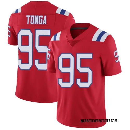 New England Patriots Men's Limited Red Vapor Untouchable Alternate Jersey (95 Khyiris Tonga)