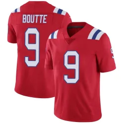 New England Patriots Men's Limited Red Vapor Untouchable Alternate Jersey (9 Kayshon Boutte)