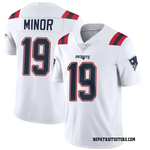 New England Patriots Men's Limited White Vapor Untouchable Jersey (19 Kobee Minor)