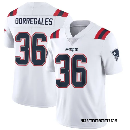 New England Patriots Men's Limited White Vapor Untouchable Jersey (36 Andy Borregales)