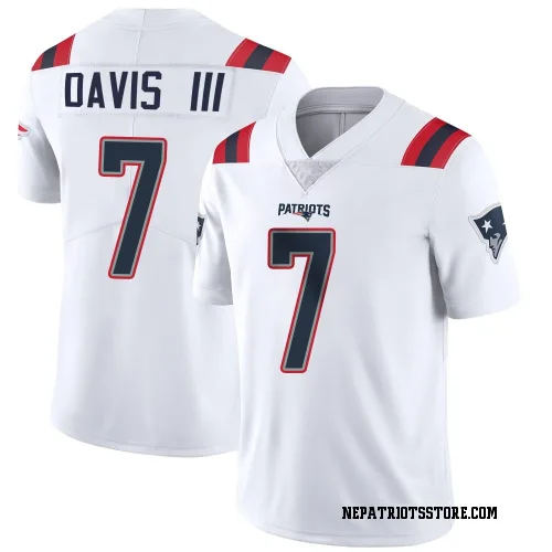 New England Patriots Men's Limited White Vapor Untouchable Jersey (7 Carlton Davis III)