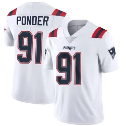 New England Patriots Men's Limited White Vapor Untouchable Jersey (91 Elijah Ponder)