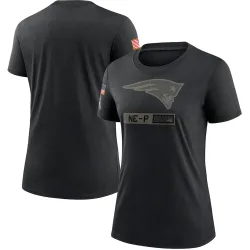 New England Patriots Women's Black 2020 Salute To Service Performance T-Shirt