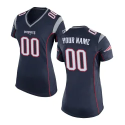 New England Patriots Women's Game Navy Blue Team Color Jersey (00 Custom)