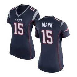 New England Patriots Women's Game Navy Blue Team Color Jersey (15 Marte Mapu)
