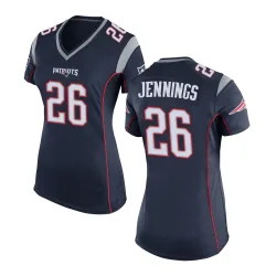 New England Patriots Women's Game Navy Blue Team Color Jersey (26 Terrell Jennings)