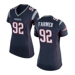 New England Patriots Women's Game Navy Blue Team Color Jersey (92 Joshua Farmer)