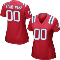 New England Patriots Women's Game Red Alternate Jersey (00 Custom)