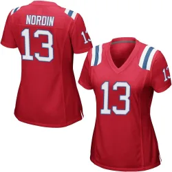 New England Patriots Women's Game Red Alternate Jersey (13 Quinn Nordin)