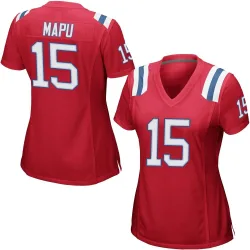 New England Patriots Women's Game Red Alternate Jersey (15 Marte Mapu)