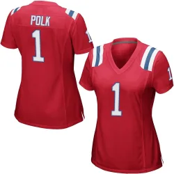 New England Patriots Women's Game Red Alternate Jersey (1 Ja'Lynn Polk)