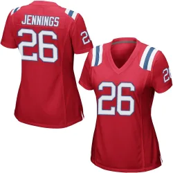 New England Patriots Women's Game Red Alternate Jersey (26 Terrell Jennings)